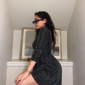 long sleeve sparkly babydoll dress